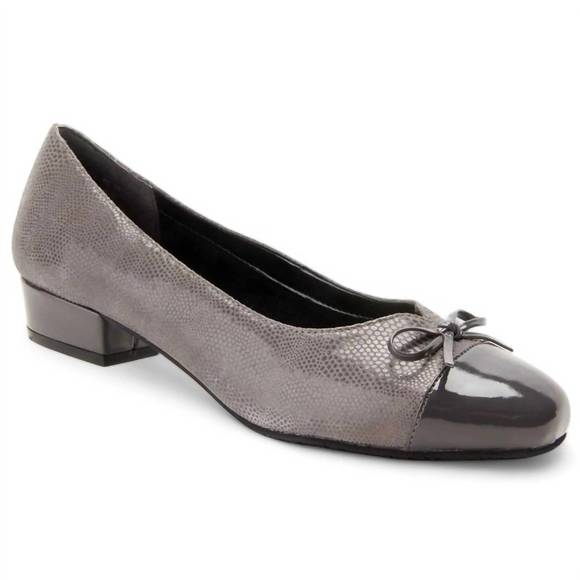NEW ROS HOMMERSON tawnie low heeled shoes - wide wide width in grey lizard print - Picture 1 of 4